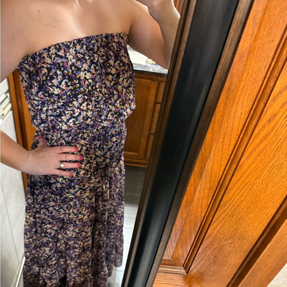 Strapless Multicolor Purple Hues Maxi Dress